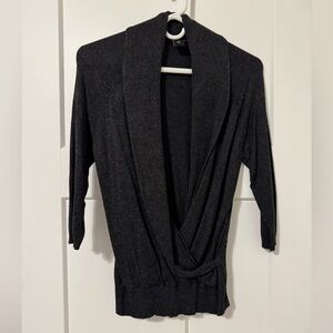 Ann Taylor Dark Gray Open Front Cardigan